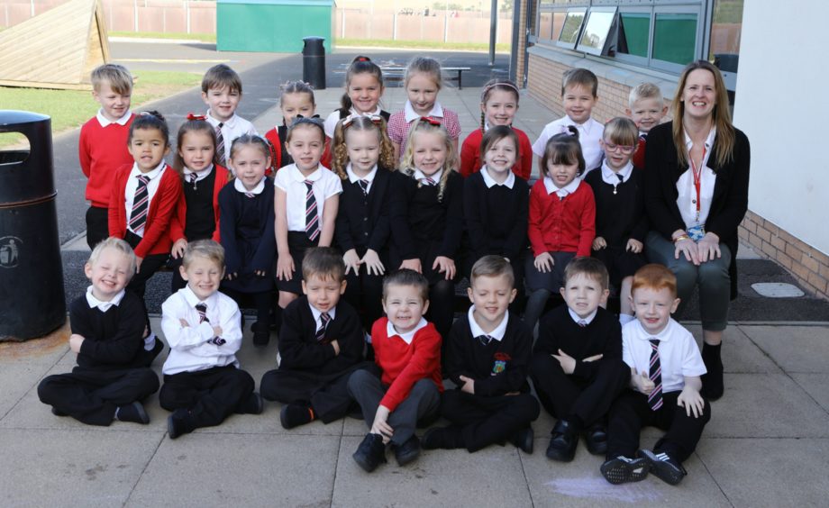Kennoway Primary School P1A class with teacher Mrs Stephanie Paterson.