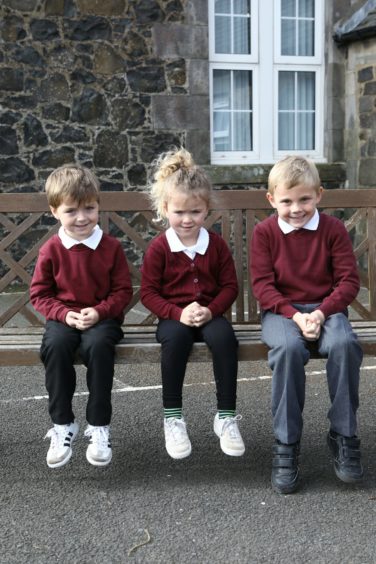 Largoward Primary School pupils Rohan Law, right, and twins Amy and Josh Keay.