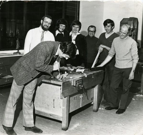 Woodwork class in Ardler Community Centre in September 1975.