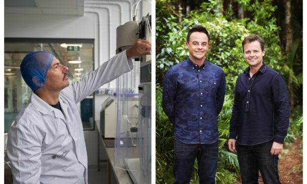 Worms used in I'm a Celebrity, hosted by Ant & Dec (right), could help a Dundee hunger project led by Dr Alberto Fiore