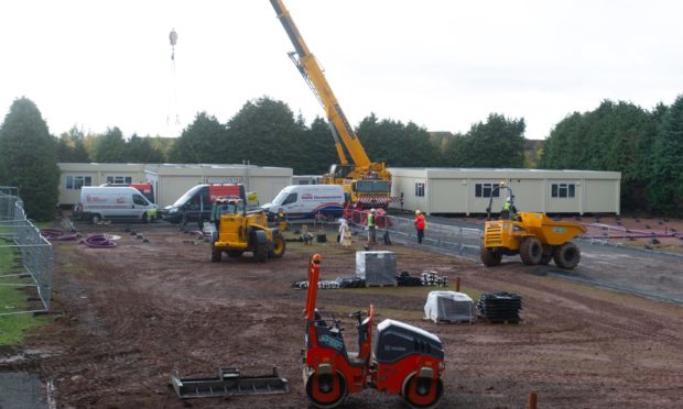 Portakabins are being used as temporary classrooms for Braeview Academy.