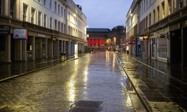 Reform Street in Dundee during the March 2020 lockdown.