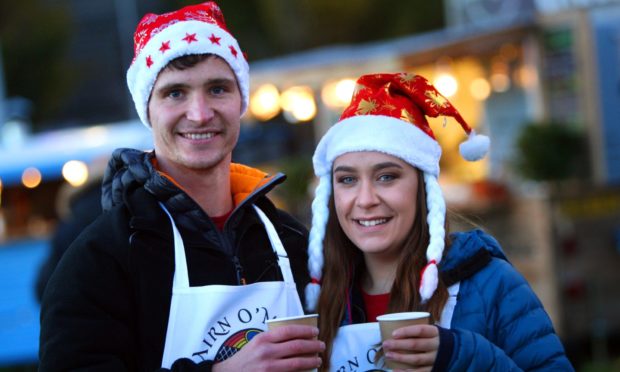 Michael Gillies and Vicky Main from Cairn O' Mhor at a previous Christmas market in Dundee.
