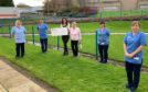 Kerri Graham and proud grandmother Anna Graham are pictured handing over a £2000 cheque to PRI nurses and care staff Lynn Thomson, Susan Thomson, Trish Irvine and Lorraine Herbert in memory of Big County businessman Jim Graham.