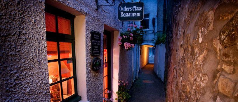 The street outside the Ostler's Close restaurant