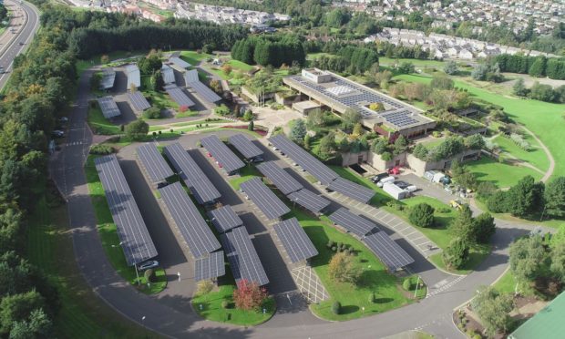 The new solar energy car port at Aviva's Perth HQ