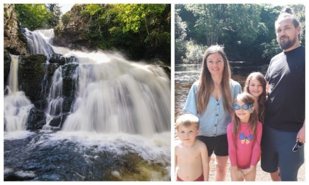 Reekie Linn and Steve Young with wife Carrie and children Aro (4) Neela (6) and Ava (10).