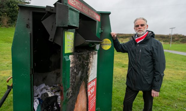 John Wincott at the site of the recent fire vandalism at Leslie Park.