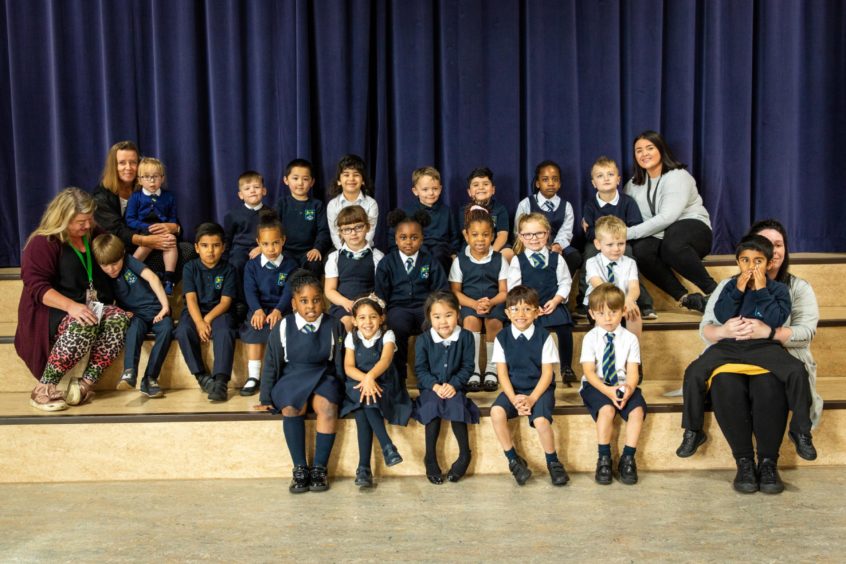 St Joseph's Primary School class P1N with teacher Miss Nuttall.
