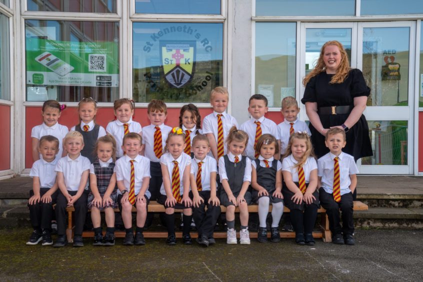 St Kenneth's Primary School class P1A with Miss Edwards.