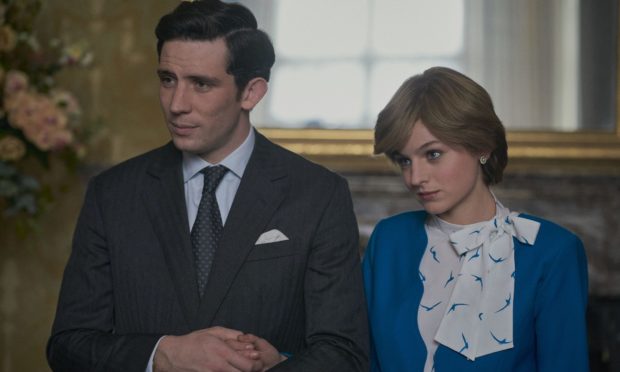 A scene from The Crown. Charles is played by Josh O'Connor while Emma Corrin takes on the role of Diana.