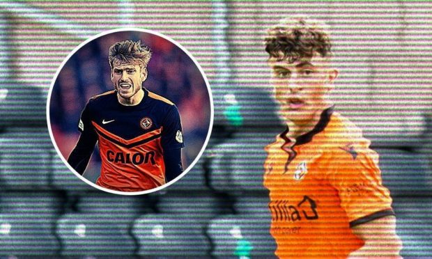 Dundee United youngster Lewis Neilson and, his idol, former Tangerines star Stuart Armstrong (inset).