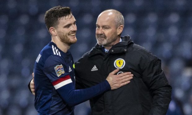 Scotland captain Andy Robertson and boss Steve Clarke.