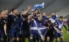 Mandatory Credit: Photo by ANDREJ CUKIC/EPA-EFE/Shutterstock (11013987ci)
Scotland's players celebrate after winning the penalty shootout of the UEFA EURO 2020 qualification playoff match between Serbia and Scotland in Belgrade, Serbia, 12 November 2020.
Serbia vs Scotland, Belgrade - 12 Nov 2020