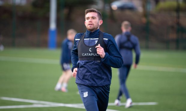 Former Hibs and Dundee United midfielder Sam Stanton training with Dundee. Pic: David Young
