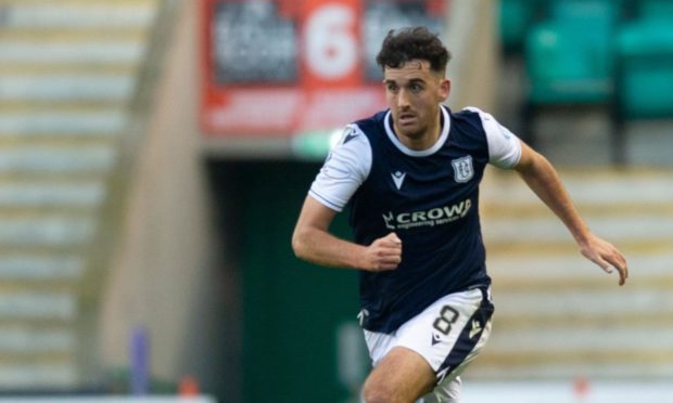 Shaun Byrne in action for Dundee at Easter Road.