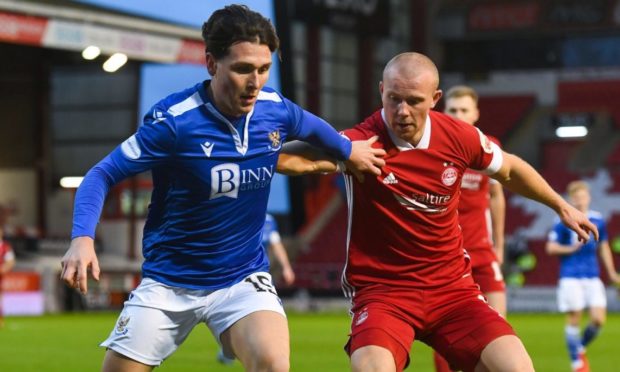 Danny McNamara in action for St Johnstone against Aberdeen.