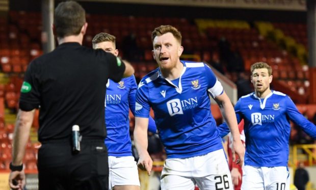 St Johnstone players were furious with ref Alan Muir.