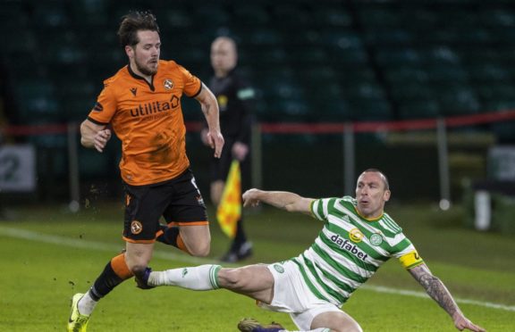 Marc McNulty in action against Celtic.