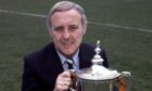 Jim McLean with the league trophy after winning title with Dundee United.