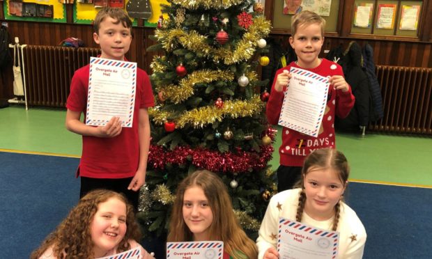 Ancrum Road pupils with their letters.