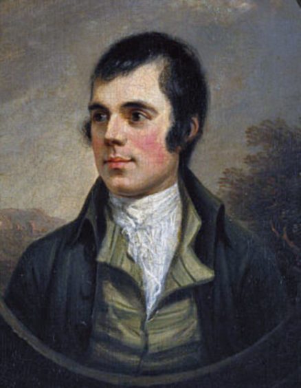 image shows the famous Robert Burns portrait by Alexander Naysmith.