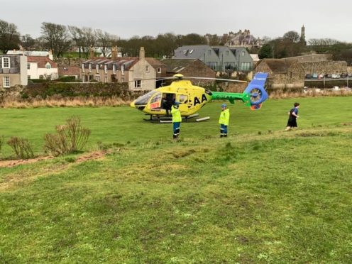 The SCAA air ambulance at East Sands.