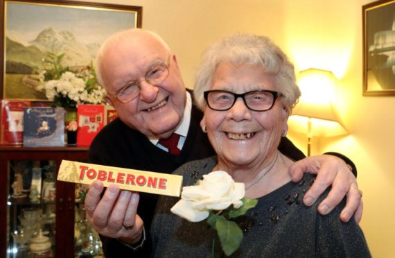John and Phyllis Nicoll celebrate their 65th wedding anniversary on Hogmanay.
