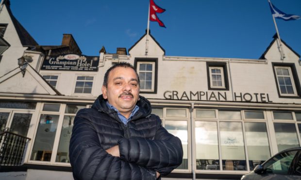 Kashiram Bhandari 
outside the Grampian Hotel