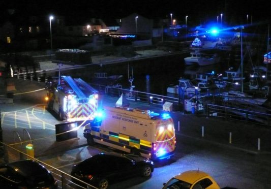 Emergency services at Arbroath Harbour on Christmas Eve.