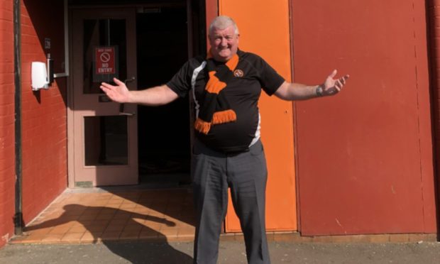 John Gunn outside Tannadice after being called upon to run the touchline in 1997.