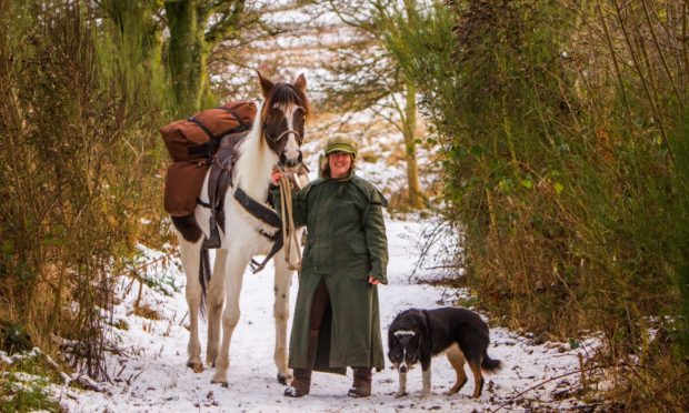 Karen Inkster, her pony Connie and collie dog Pip.