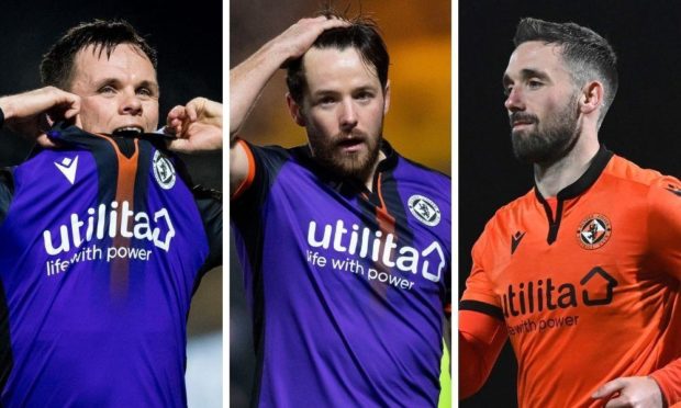 Dundee United strikers Lawrence Shankland, Marc McNulty and Nicky Clark look to get on the goal trail.