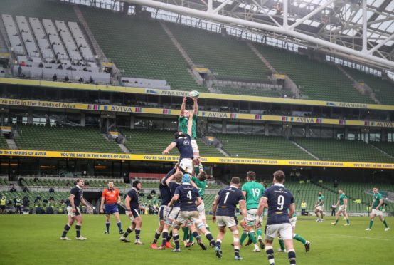 Empty seats at the Aviva Stadium in Dublin during the Autumn Nations Cup.