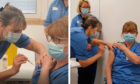 Linda Smyth, a staff nurse at Ninewells Hospital, was given being given the Covid-19 vaccine.