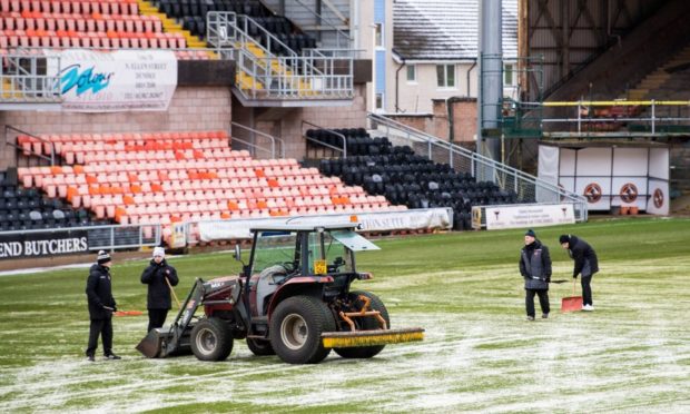 DUNDEE, SCOTLAND - JANUARY 09: The Scottish Premiership match between Dundee United and St Johnstone at Tannadice is called of due to a frozen pitch on January 09, 2021, in Dundee, Scotland. (Photo by Ross Parker / SNS Group)