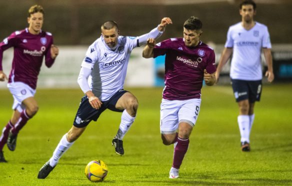 Cammy Kerr in midfield against Arbroath.