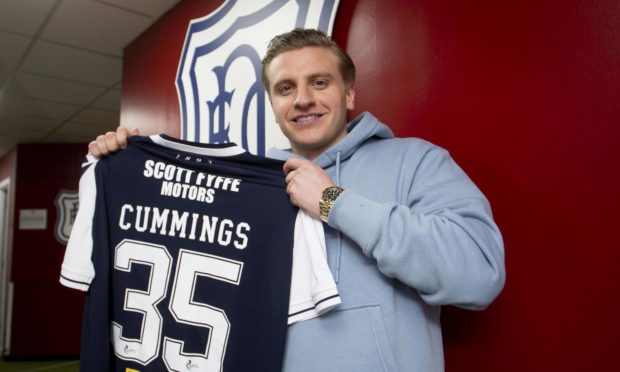 28/01/2021; Kilmac Stadium , Dundee, Scotland; Striker Jason Cummings pictured at the Kilmac Stadium after signing for Dundee