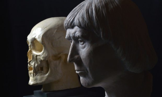 A cast of the skull believed to belong to Robert the Bruce, found in Dunfermline Abbey in 1818.