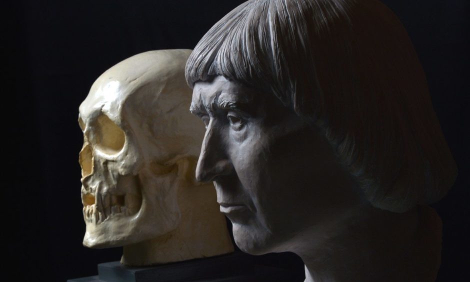 A cast of the skull believed to belong to Robert the Bruce, found in Dunfermline Abbey in 1818.