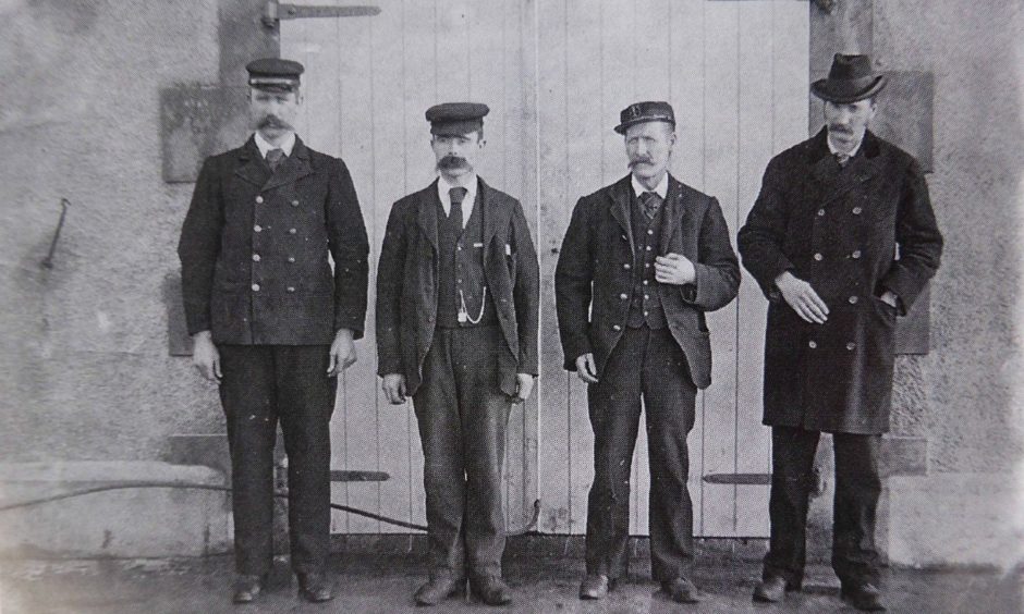 Thomas Marshall, James Ducat and Donald McArthur with superintendent Robert Muirhead before the disappearance.