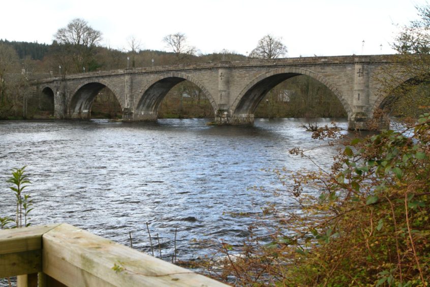 The Telford Bridge links Dunkeld with Birnam.