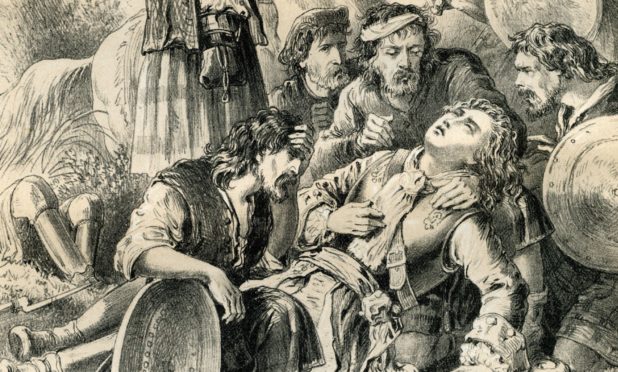 The death of Bonnie Dundee at the Battle of Killiecrankie.