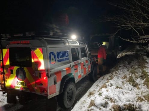 Ochils Mountain Rescue Team joined police and paramedics ot rescue the injured walker.