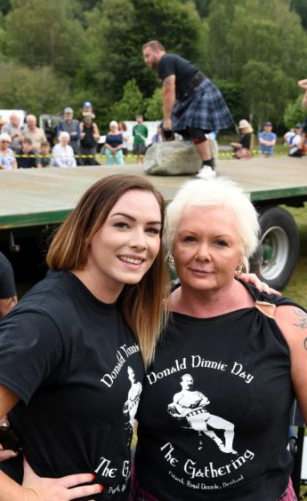 Leigh (left) and mum Susan Holland-Keen at a gathering of Dinnie Steens lifters at Potarch in August 2018.