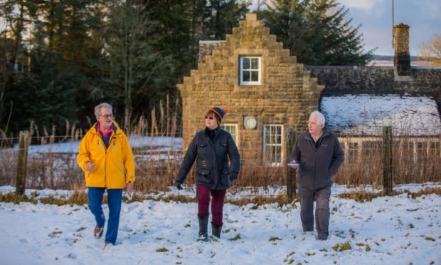 Adrian Pryor, Aileen Sharpe and Greenloaning community council secretary Mike Boxer at the former railway station