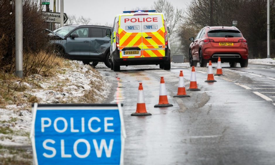 Police at the scene of the Kinross incident.