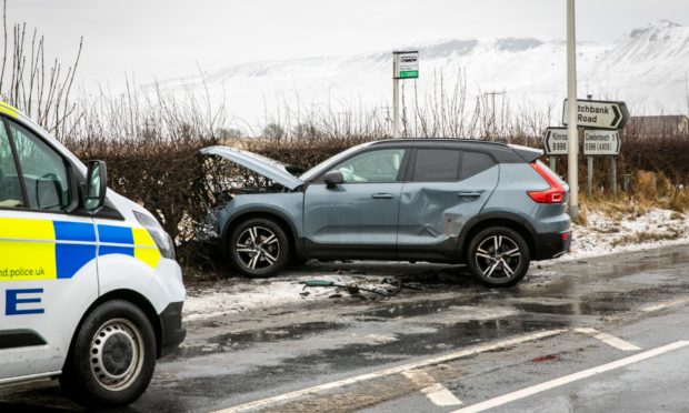 Police in attendance at the incident on Hatchbank Road, Kinross.