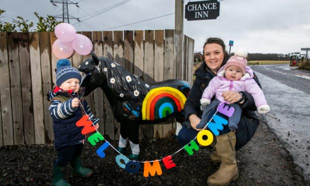 Tessa Sands, 29, 
children Fergus and Elizabeth and Daisy