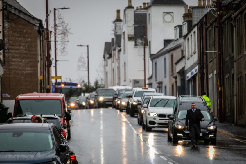 The funeral procession for Scott Hunter.